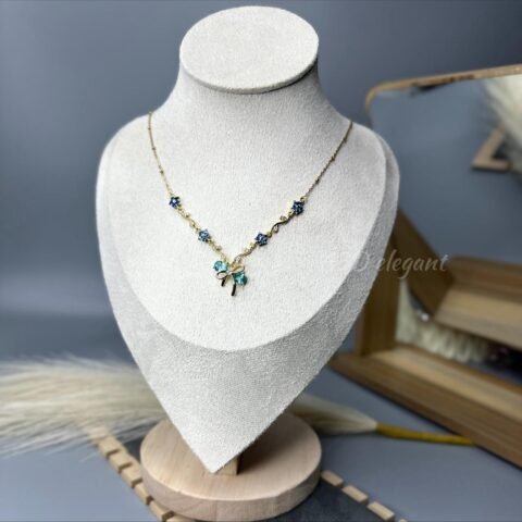Azure Bloom Bow Necklace