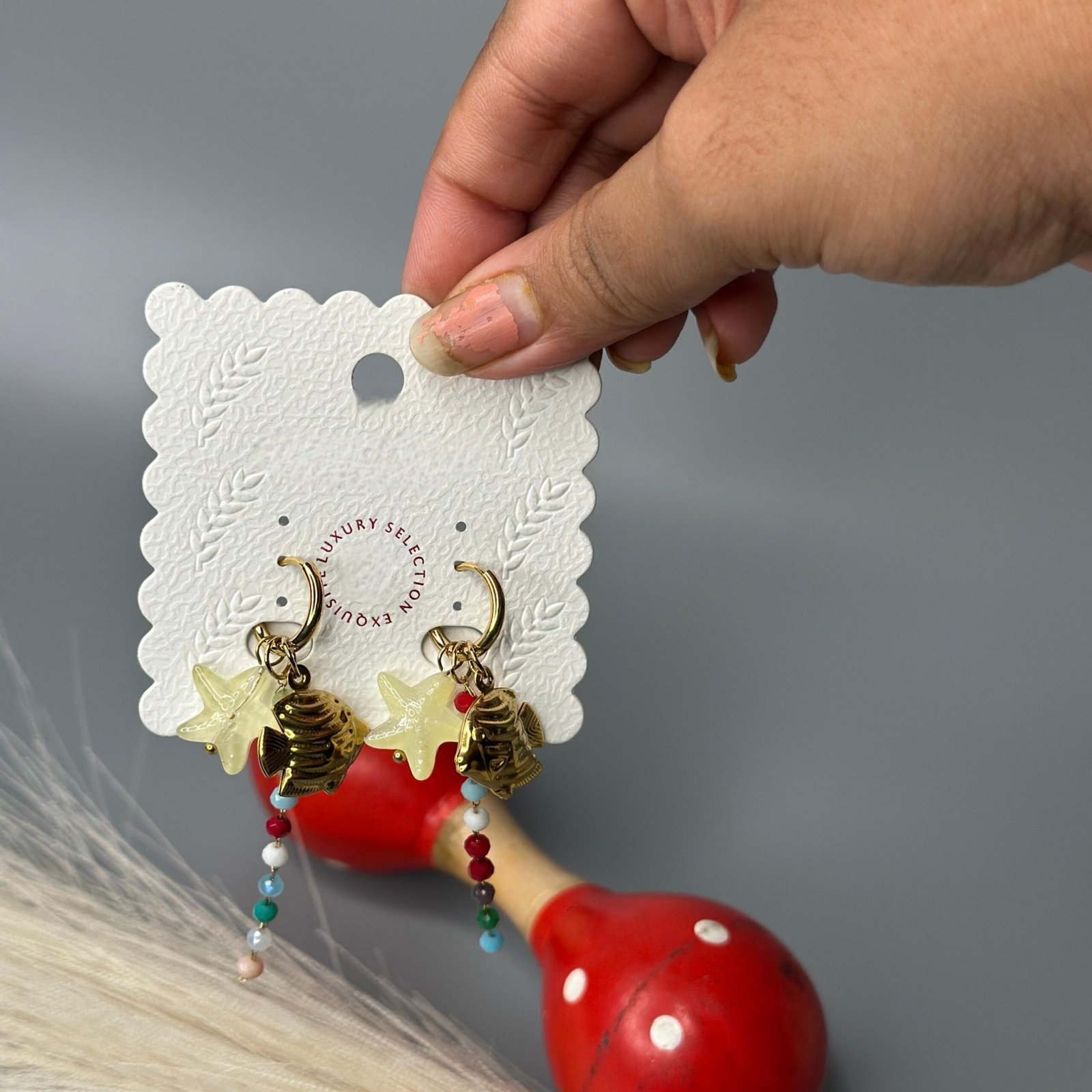 Ocean Charm Beaded Drop Earrings - Image 2