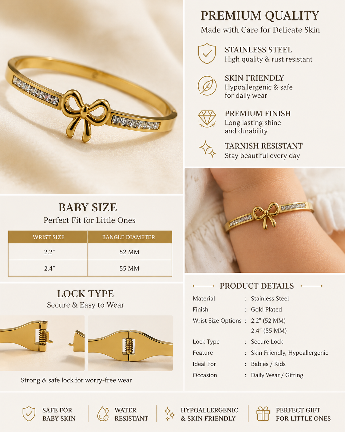 BowBaby Anti Tarnish Kada – Kids - Image 2