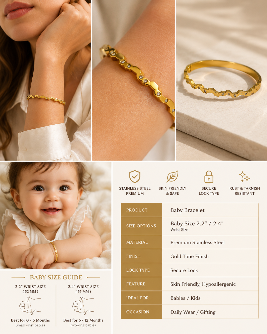 Zigzag Anti Tarnish Kada – Kids