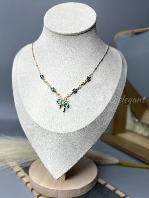 Azure Bloom Bow Necklace