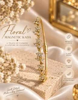 Flower bracelet white stones
